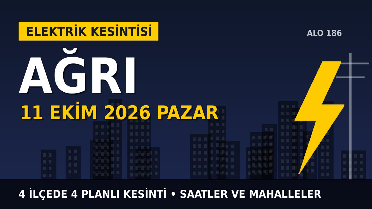 Ağrı’da 11 Ekim Pazar elektrik kesintisi: ARAS EDAŞ 4 ilçede kesinti uygulayacak, işte saatler