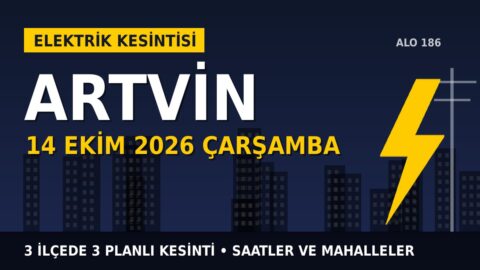 Artvin’de 14 Ekim Çarşamba elektrik kesintisi: ÇORUH EDAŞ 3 ilçede kesinti uygulayacak, işte saatler
