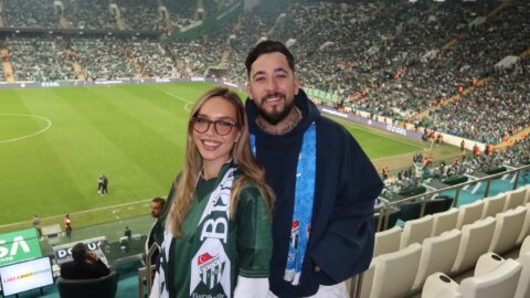 DJ Mahmut Orhan ve sevgilisi Bursaspor tribününde
