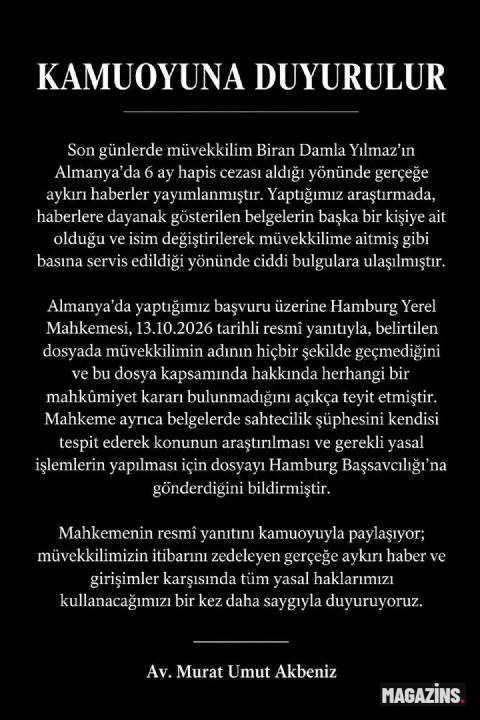 Hapis cezası aldığı iddia edilmişti; alman mahkemesinden açıklama: Biran Damla Yılmaz