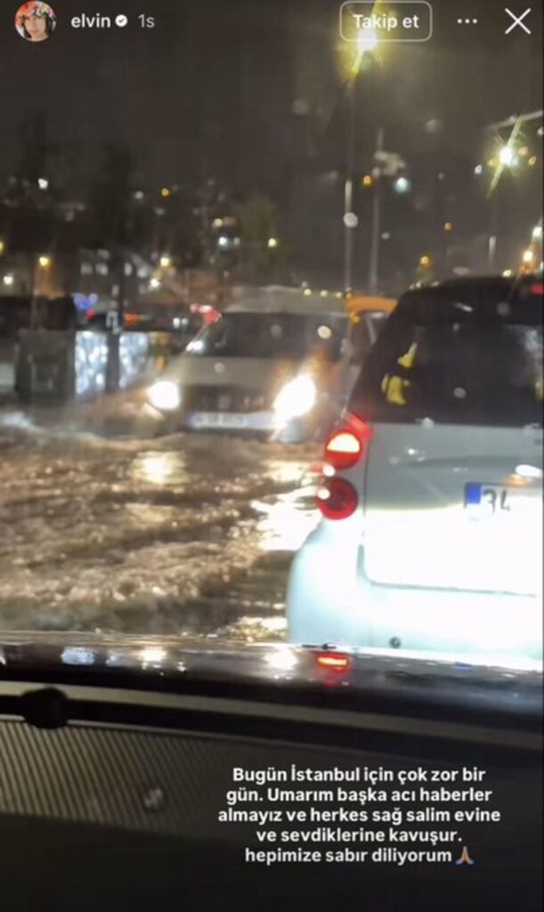 İstanbul'da araçlar suyla doldu! Elvin Levinler'den trafikte tepki çeken paylaşım