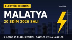 Malatya’da elektrik kesintisi alarmı 20 Ekim Salı! FIRAT EDAŞ duyurdu: Kesinti saatleri belli oldu, işte detaylar