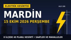 Mardin’de 15 Ekim Perşembe elektrik kesintisi: DİCLE EDAŞ 8 ilçede kesinti uygulayacak, işte saatler