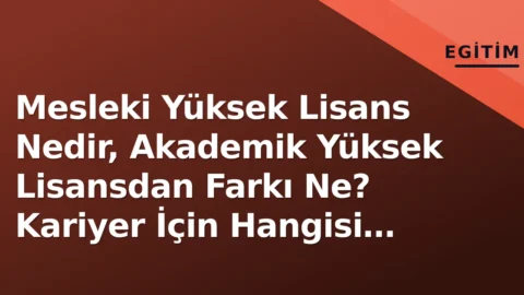 Mesleki Yüksek Lisans nedir? İşte merak edilenler