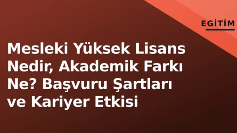 Mesleki Yüksek Lisans nedir? İşte ayrıntılar