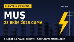 Muş’ta 23 Ekim Cuma elektrik kesintisi: VEDAŞ 3 ilçede kesinti uygulayacak, işte saatler