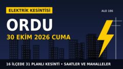 Ordu’da 30 Ekim Cuma elektrik kesintisi: YEDAŞ 16 ilçede kesinti uygulayacak, işte saatler