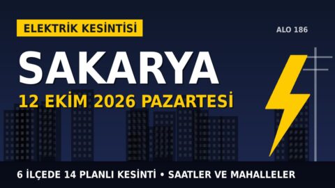 Sakarya’da elektrik kesintisi alarmı 12 Ekim Pazartesi! SEDAŞ duyurdu: Kesinti saatleri belli oldu, işte detaylar