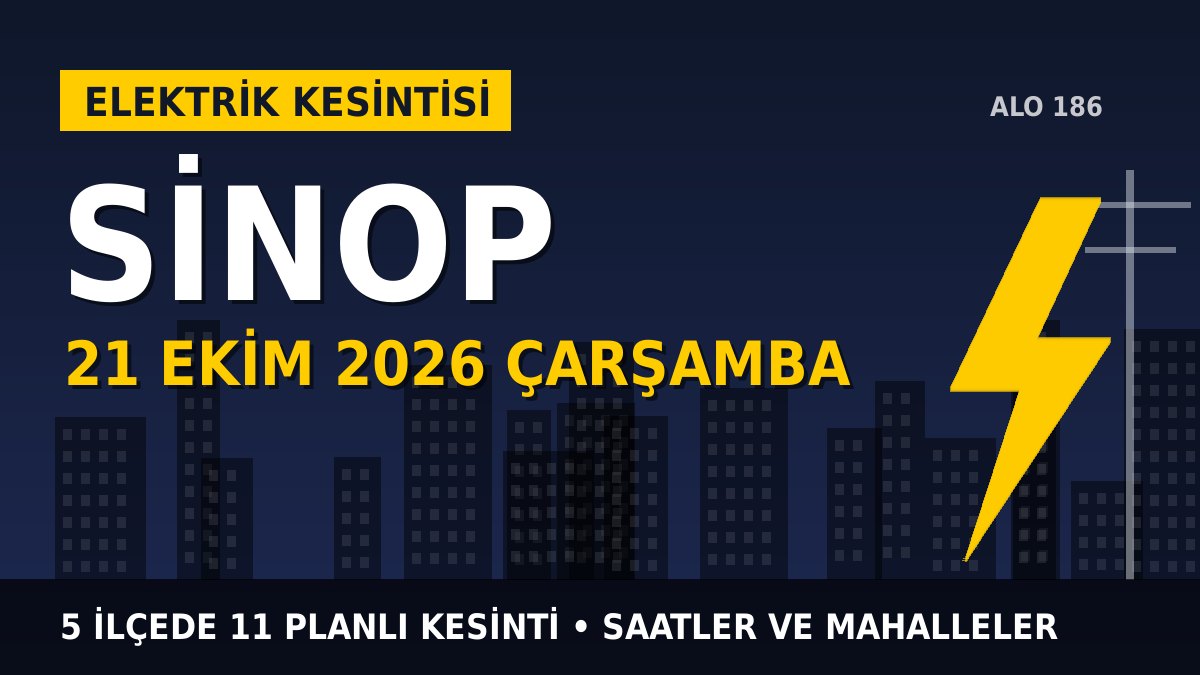 Sinop’ta elektrik kesintisi alarmı 21 Ekim Çarşamba! YEDAŞ duyurdu: Kesinti saatleri belli oldu, işte detaylar
